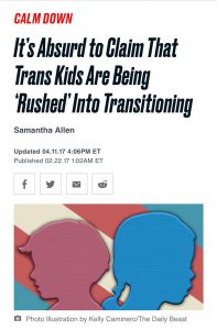 It's absurd to claim that trans kids are being 'rushed' into transitioning